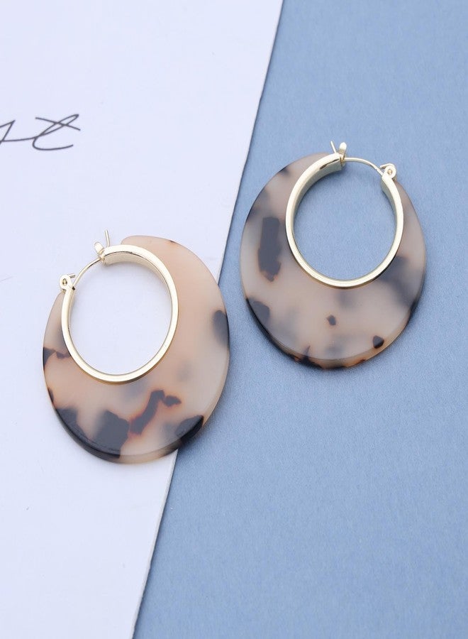 IRCOMULTI Vintage Leopard Print Hoop Earrings Tortoise Shell Hoop Earrings Tortoise Resin Earrings Leopard Print Acrylic Earrings Large Acrylic Hoop Earrings Jewelry for Women - Image 4